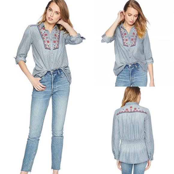 Vintage America Tops - Vintage America Julip Striped Top w/Embroidery-Med